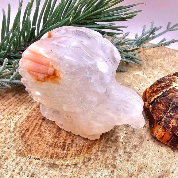 Nature Crystal Quartz Hand Carved Flying Eagle Decor - Picture 9 of 10